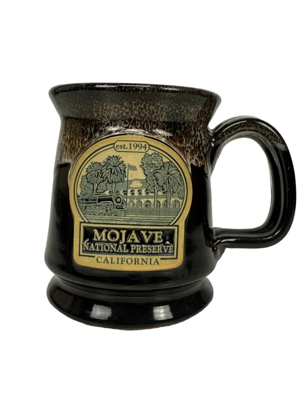 DENEEN POTTERY Stoneware Footed Mug Mojave National Preserve Black Brown‎ OS